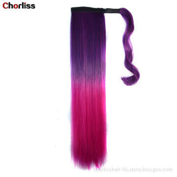 High Temperature Fibre Synthetic Ponytail Hairpiece Wrap Around Ponytail Synthetic Ponytail Hair Extensions With Hairpins
